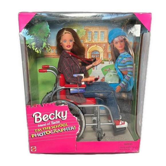 Becky Friend Of Barbie School Photographer Doll Wheelchair Mattel Vtg 1998 NEW